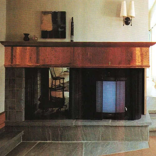 Interior View At Study Fireplace