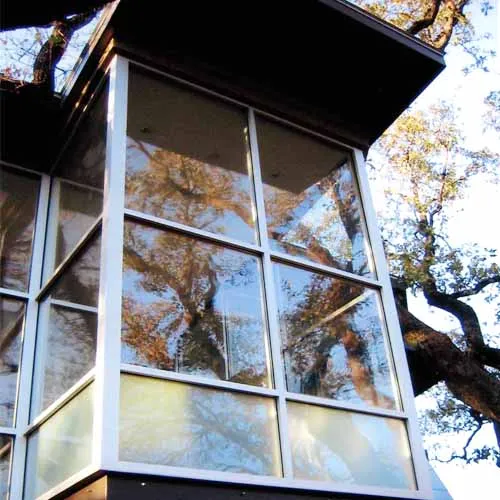 Exterior View Of Cantilevered Stair Landing.